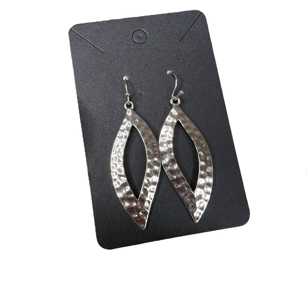 Earrings Silver Color Hammered Metal Style